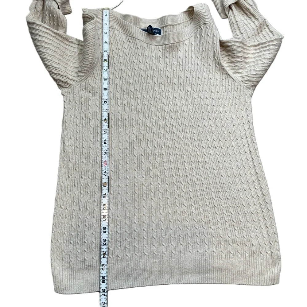 Karen Scott Beige Long Sleeve Cable Knit Sweater Sz XL Beige Aesthetic Normcore - Picture 9 of 13